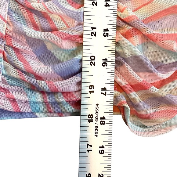 Madden NYC Semi-Sheer Ruched Corset Style Long Sleeve Top, Blushing‎ Bride XL - Picture 6 of 8